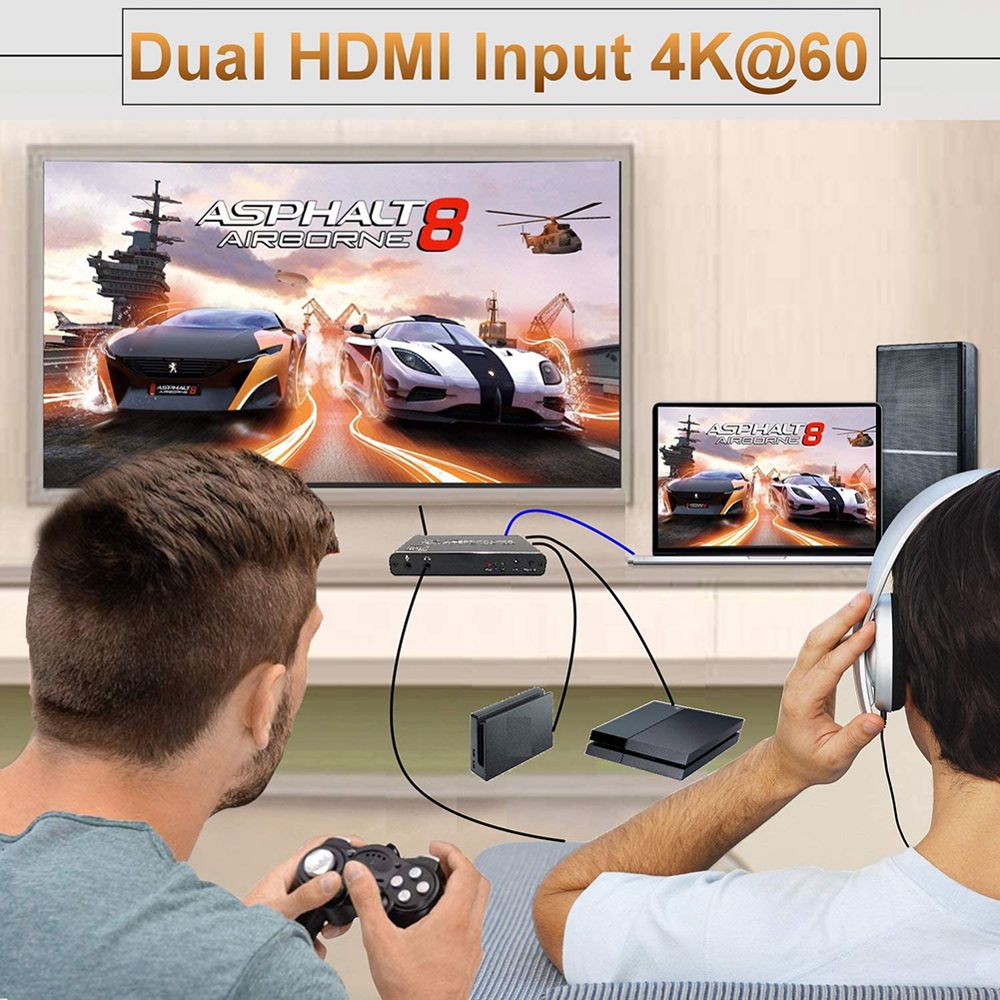 Ultra 4K@60fps USB Video Card USB 3.0 Game Capture Card 2 In 1 HDMI Loopout HDMI Switcher For Game Live Streaming Youtube PS4