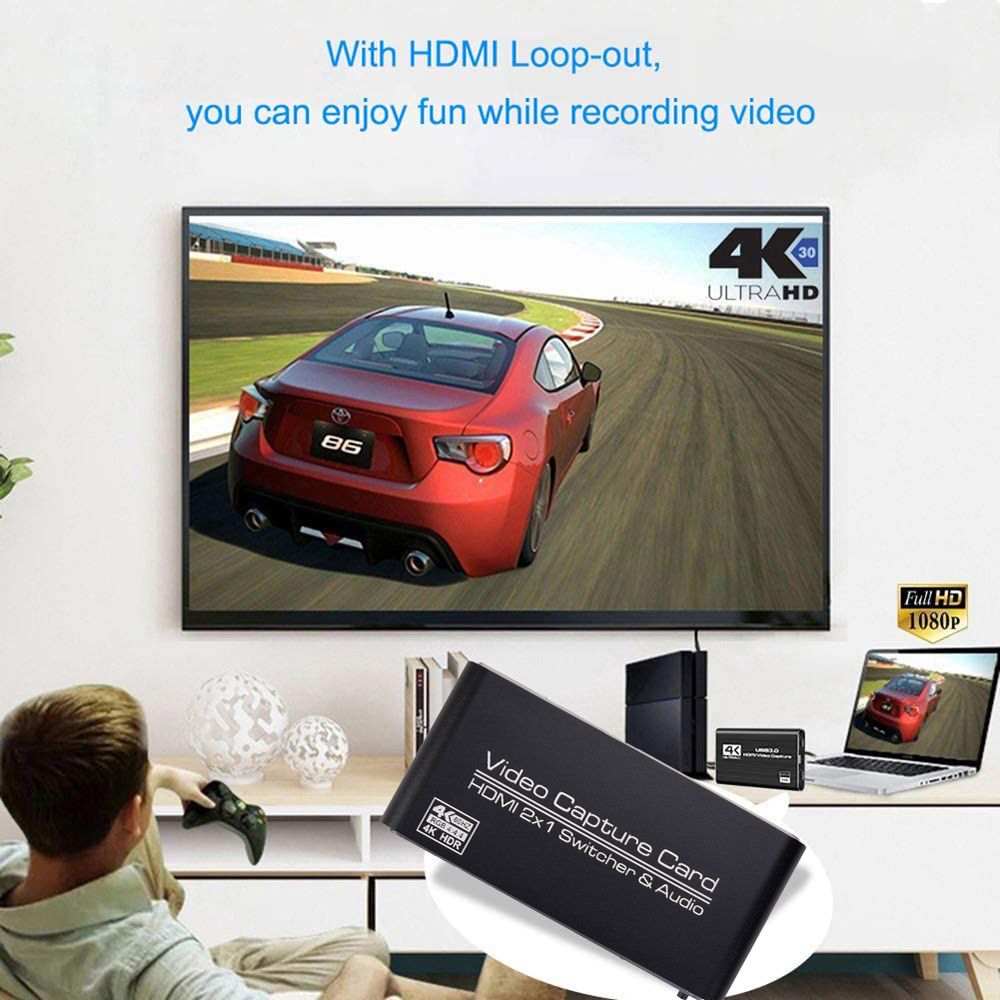 Ultra 4K@60fps USB Video Card USB 3.0 Game Capture Card 2 In 1 HDMI Loopout HDMI Switcher For Game Live Streaming Youtube PS4