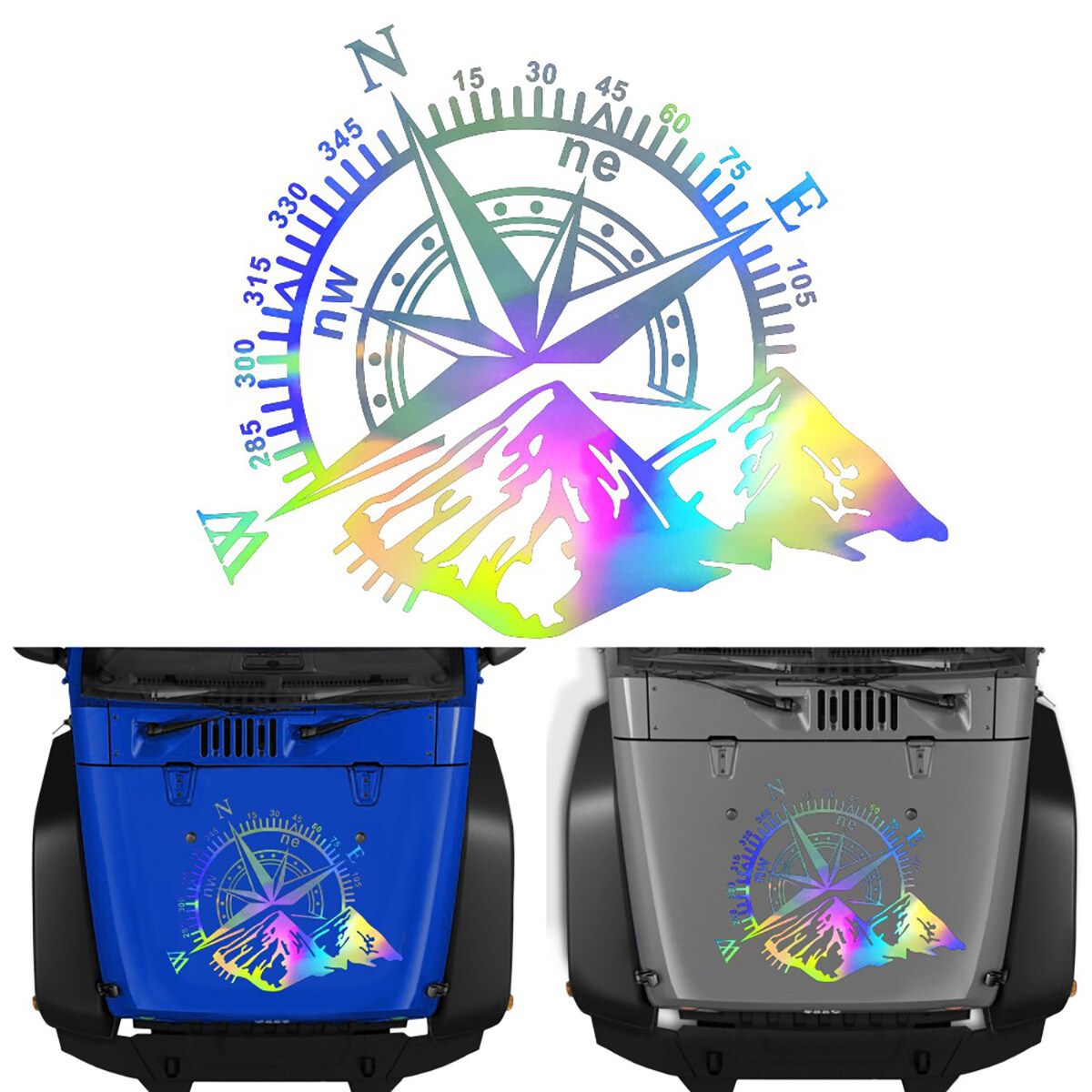 Motorhome Decal Laser Sticker Navigation Compass W/ Mountains For Van 48x34cm / 60x50cm 48x34cm