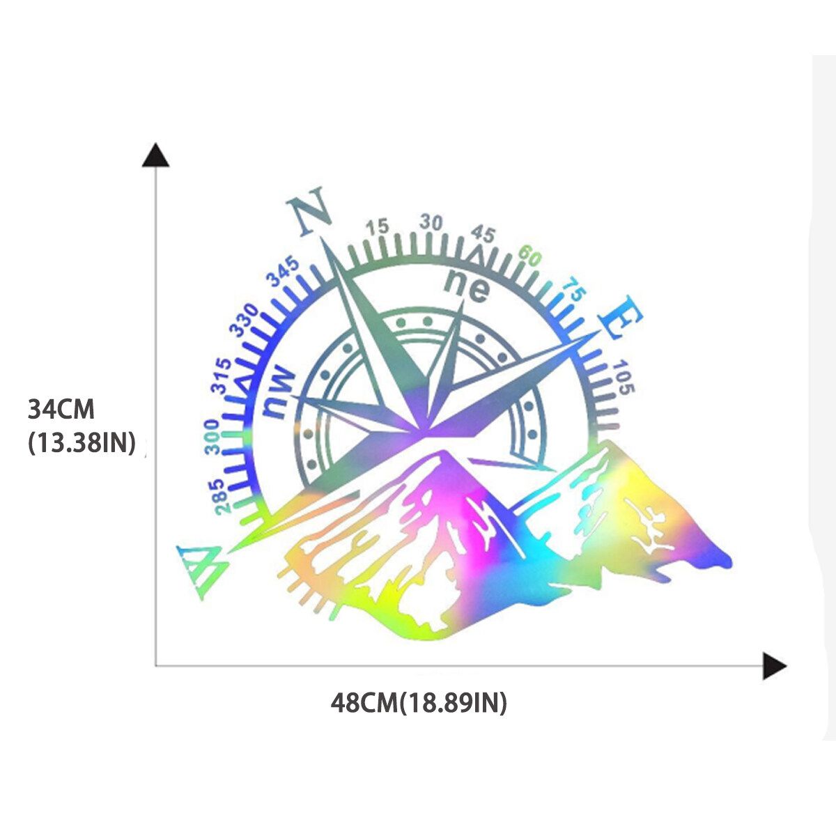 Motorhome Decal Laser Sticker Navigation Compass W/ Mountains For Van 48x34cm / 60x50cm 48x34cm