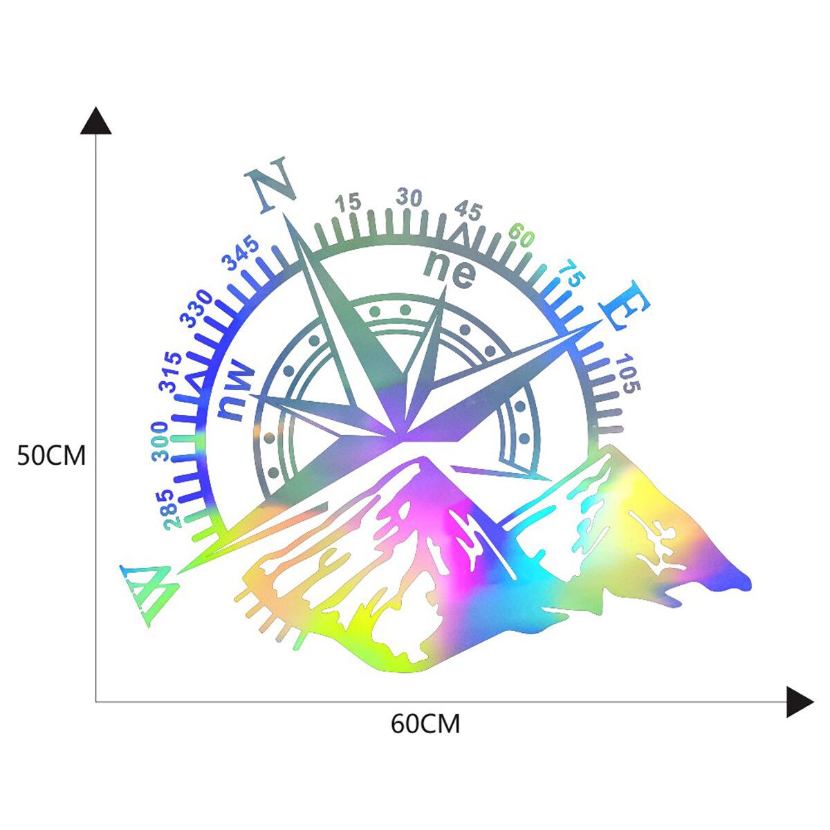 Motorhome Decal Laser Sticker Navigation Compass W/ Mountains For Van 48x34cm / 60x50cm 48x34cm