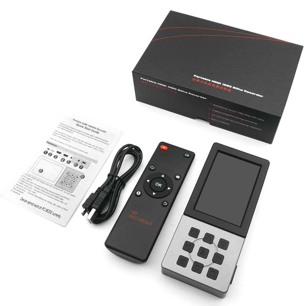 1080P@60fps Video Capture HDMI-compatible Video Recorder Box With 3.5 Inch LCD And Remote Control,Playback,Schedule Capturing