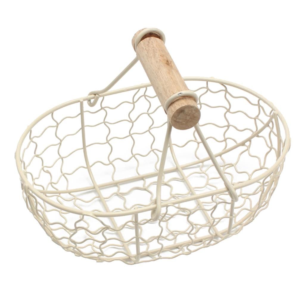 Storage Basket Bread Fruit Basket With Handle Kitchen Beige