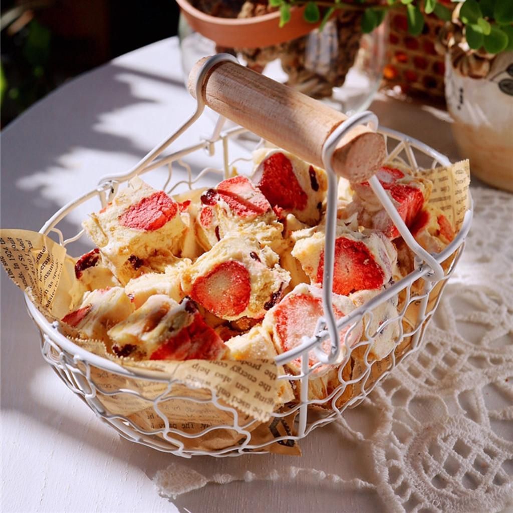 Storage Basket Bread Fruit Basket With Handle Kitchen Beige