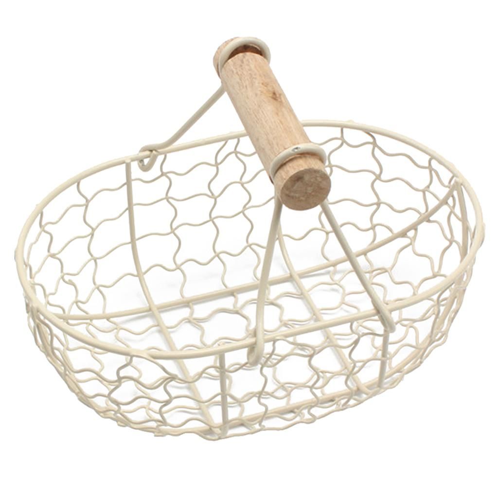 Storage Basket Bread Fruit Basket With Handle Kitchen Beige