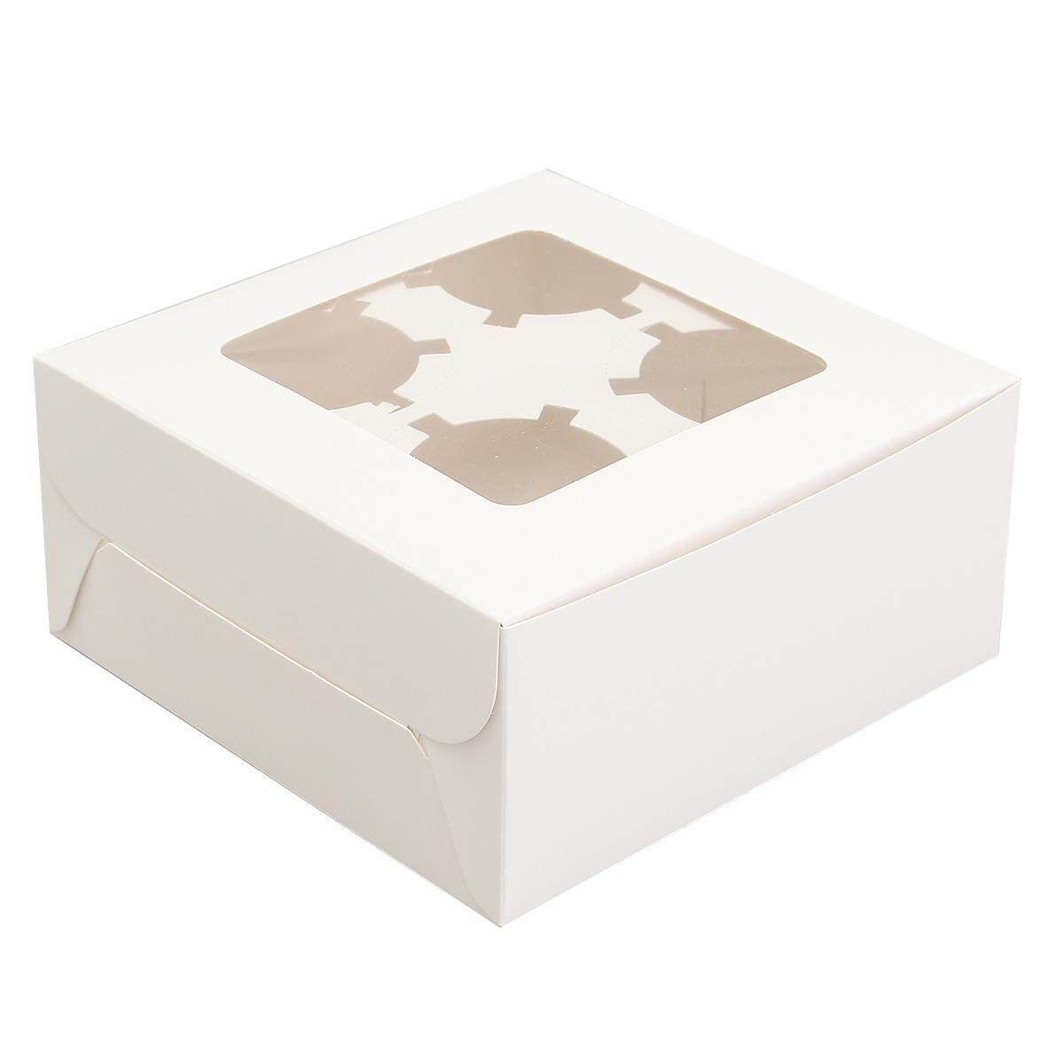 5pcs Clear Cupcake Box 4 Cup White Container For Wedding Party Decor Gift