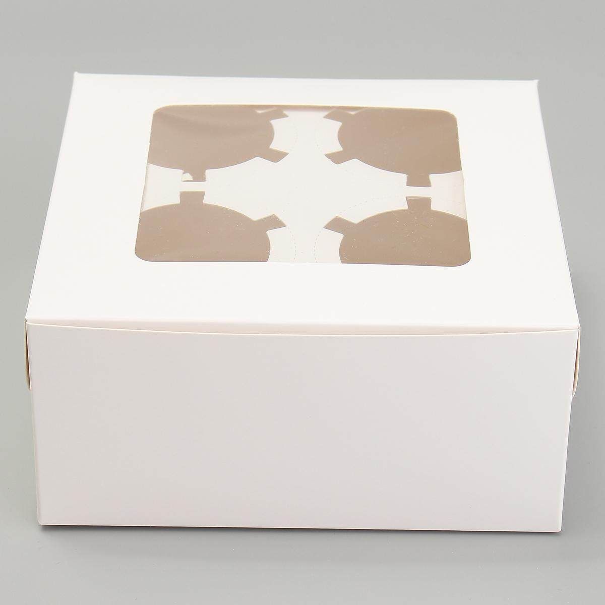5pcs Clear Cupcake Box 4 Cup White Container For Wedding Party Decor Gift