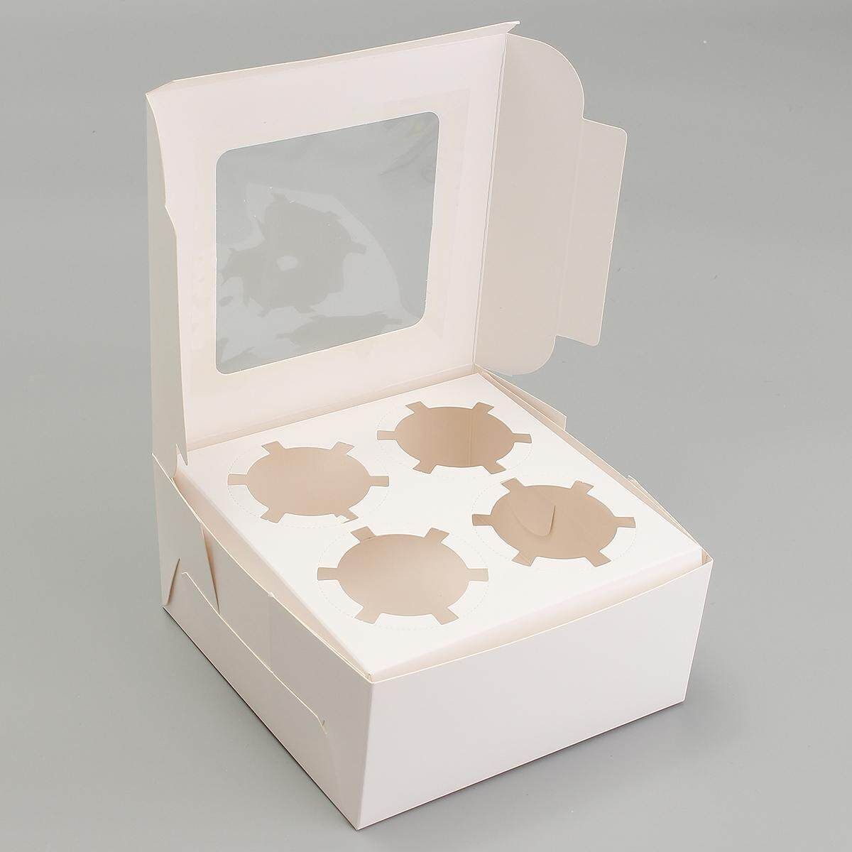 5pcs Clear Cupcake Box 4 Cup White Container For Wedding Party Decor Gift