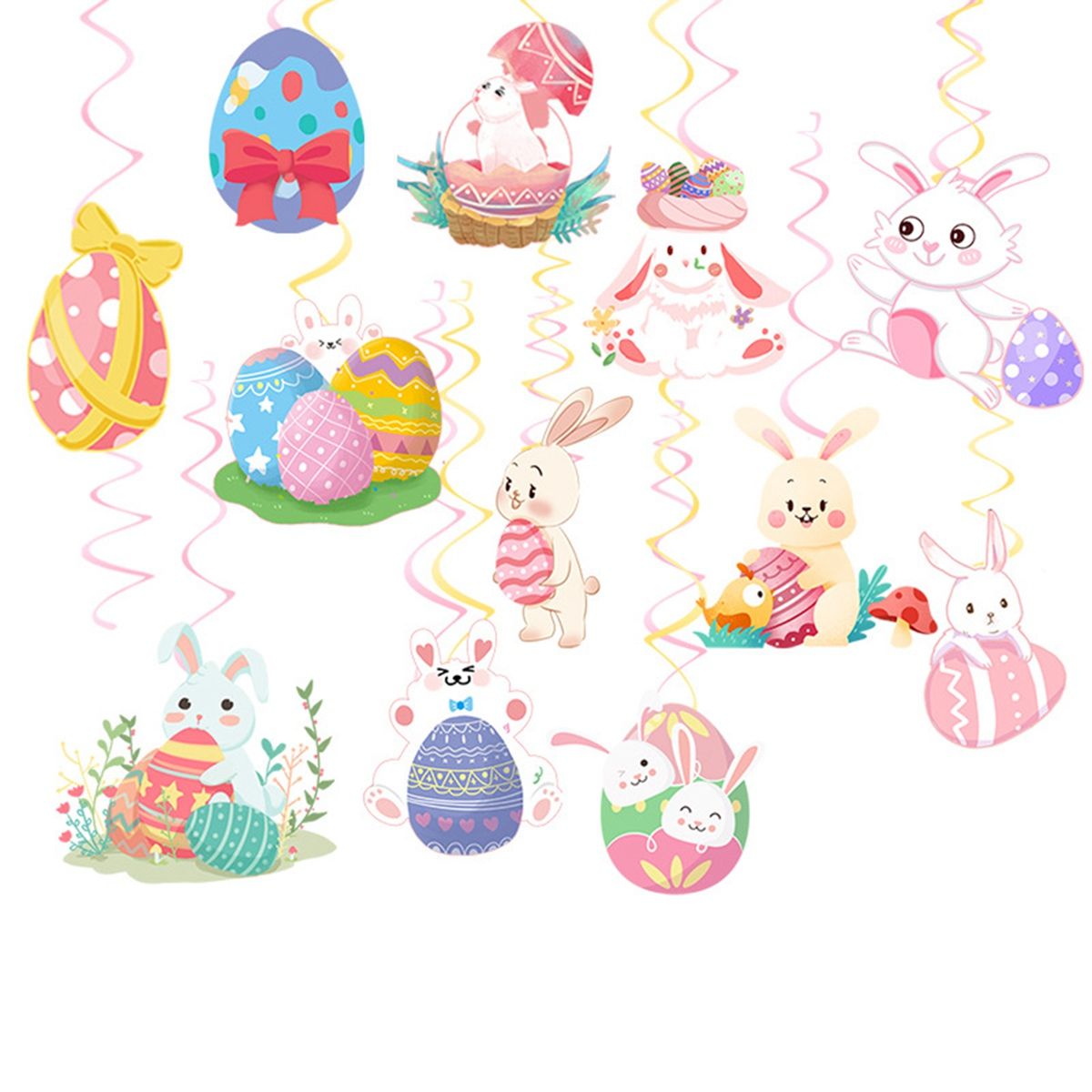Easter Decoration Theme Party Cake Flag Rabbit Egg Spiral