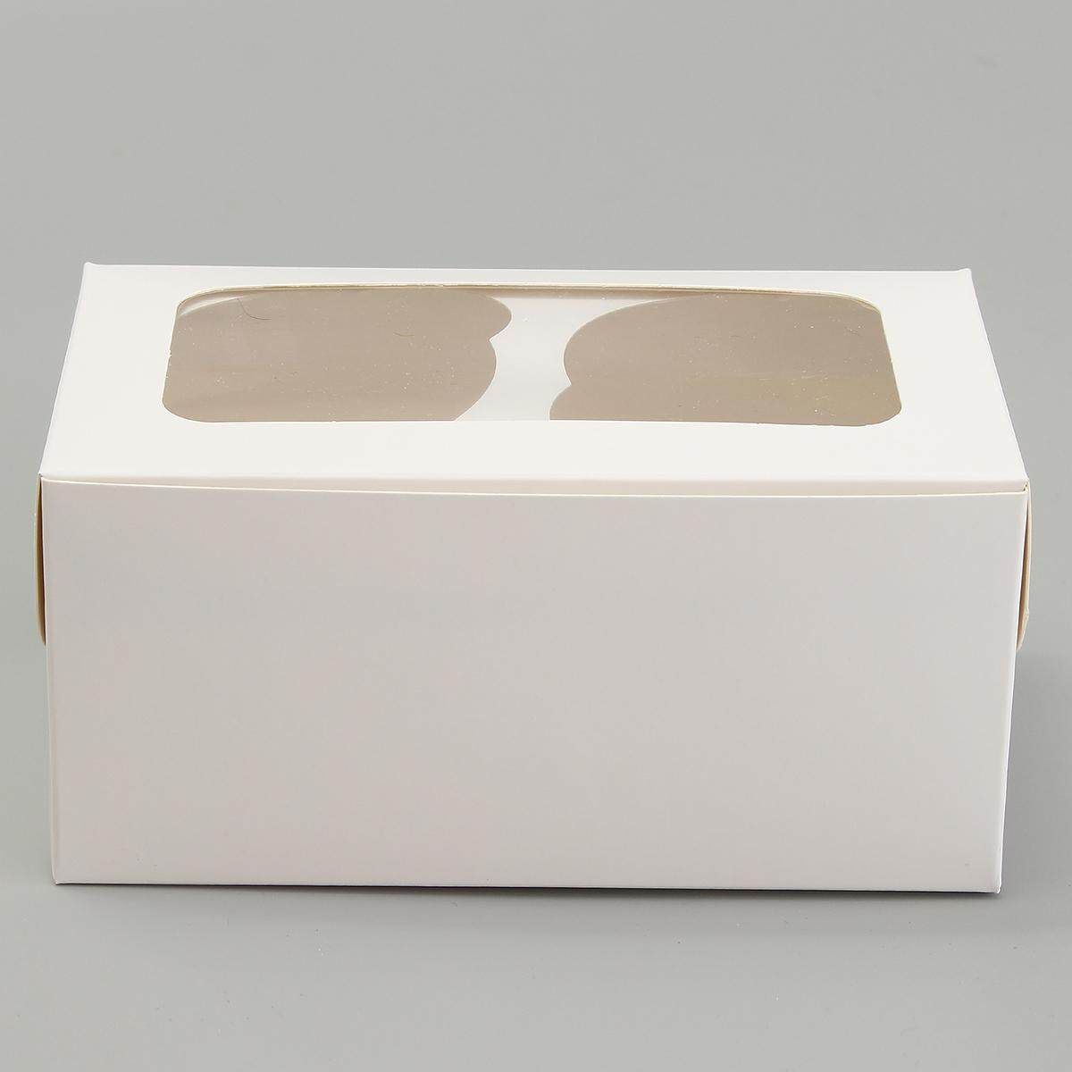 10PCS White Cupcake Box With Window 2 Cavity