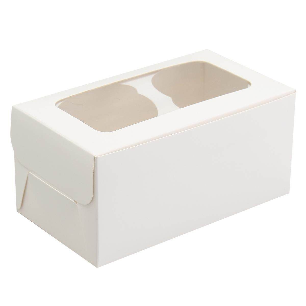 10PCS White Cupcake Box With Window 2 Cavity