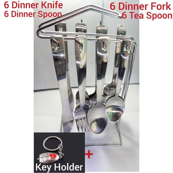 24 Pieces Thick Stainless Steel Cutlery Set+Key Holder