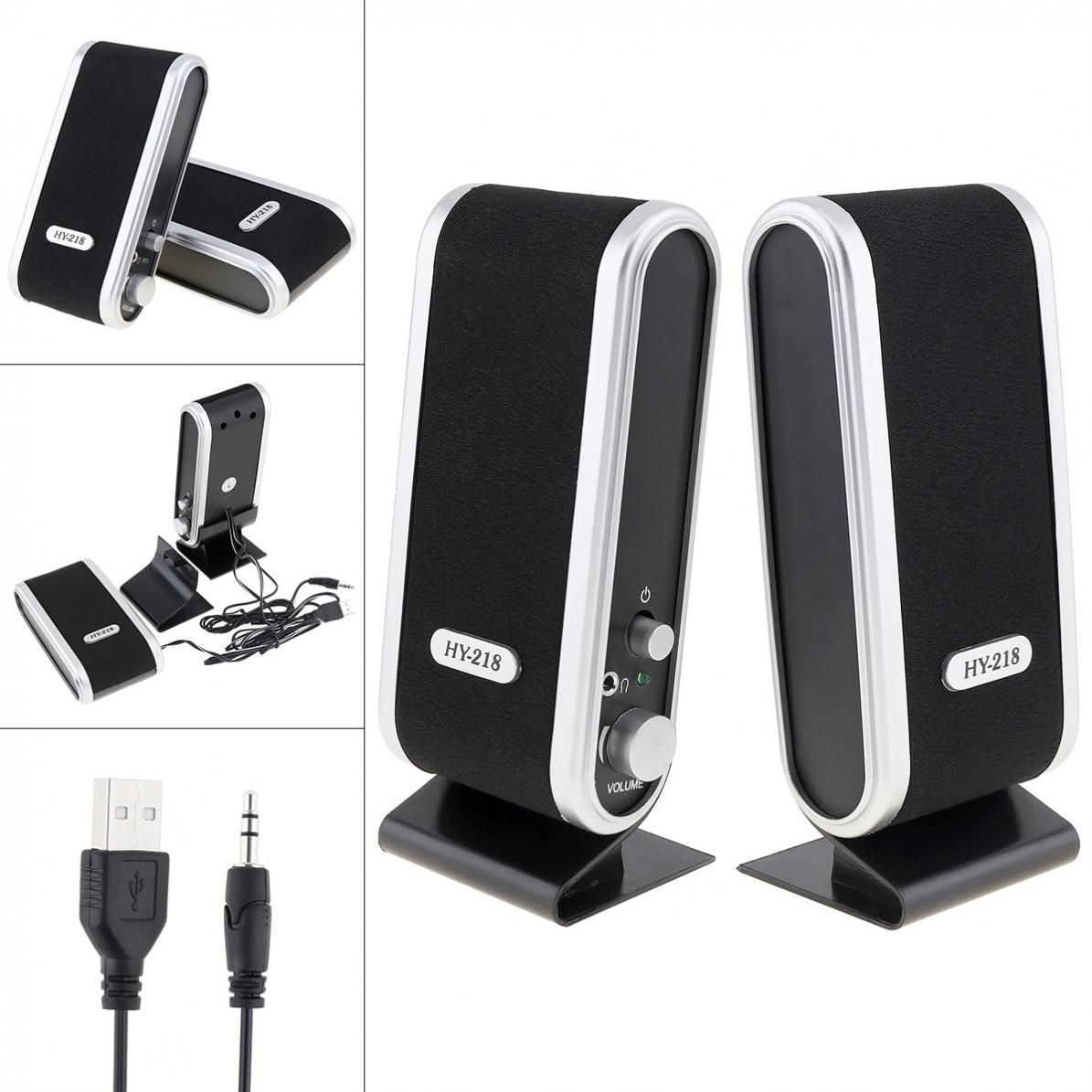 6w Wired Usb Power Speakers Stereo 3.5mm Audio Jack For Pc Laptop Computer Mac Mini Plastic Headphones Microphone