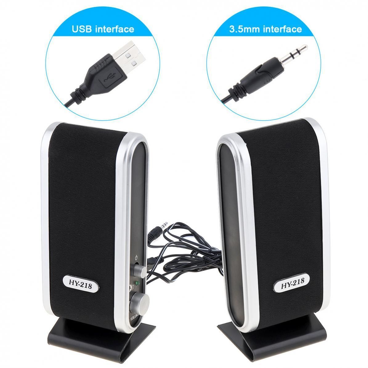6w Wired Usb Power Speakers Stereo 3.5mm Audio Jack For Pc Laptop Computer Mac Mini Plastic Headphones Microphone