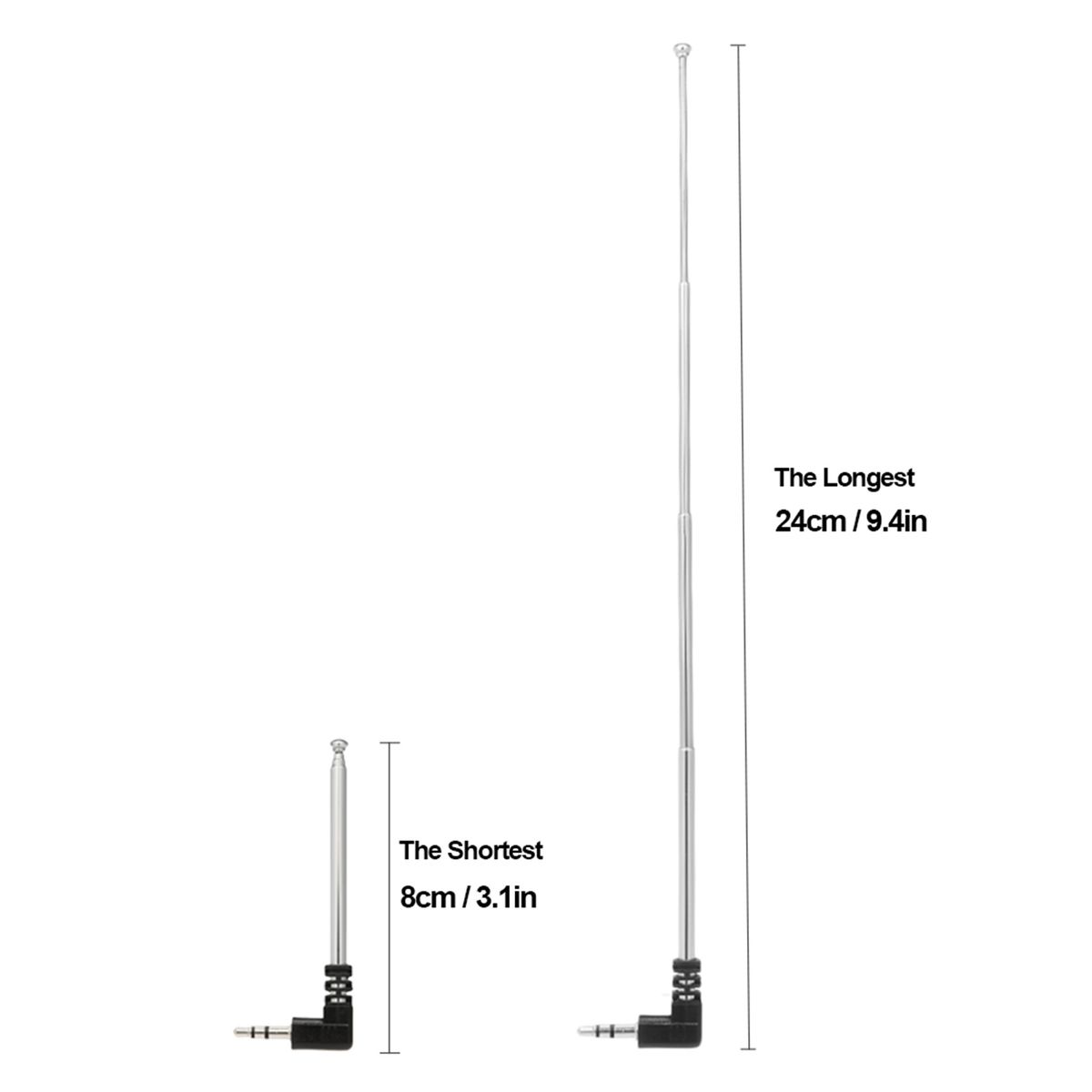 FM Radio Antenna 3.5mm Retractable Aerial 4 Sections L-Shape