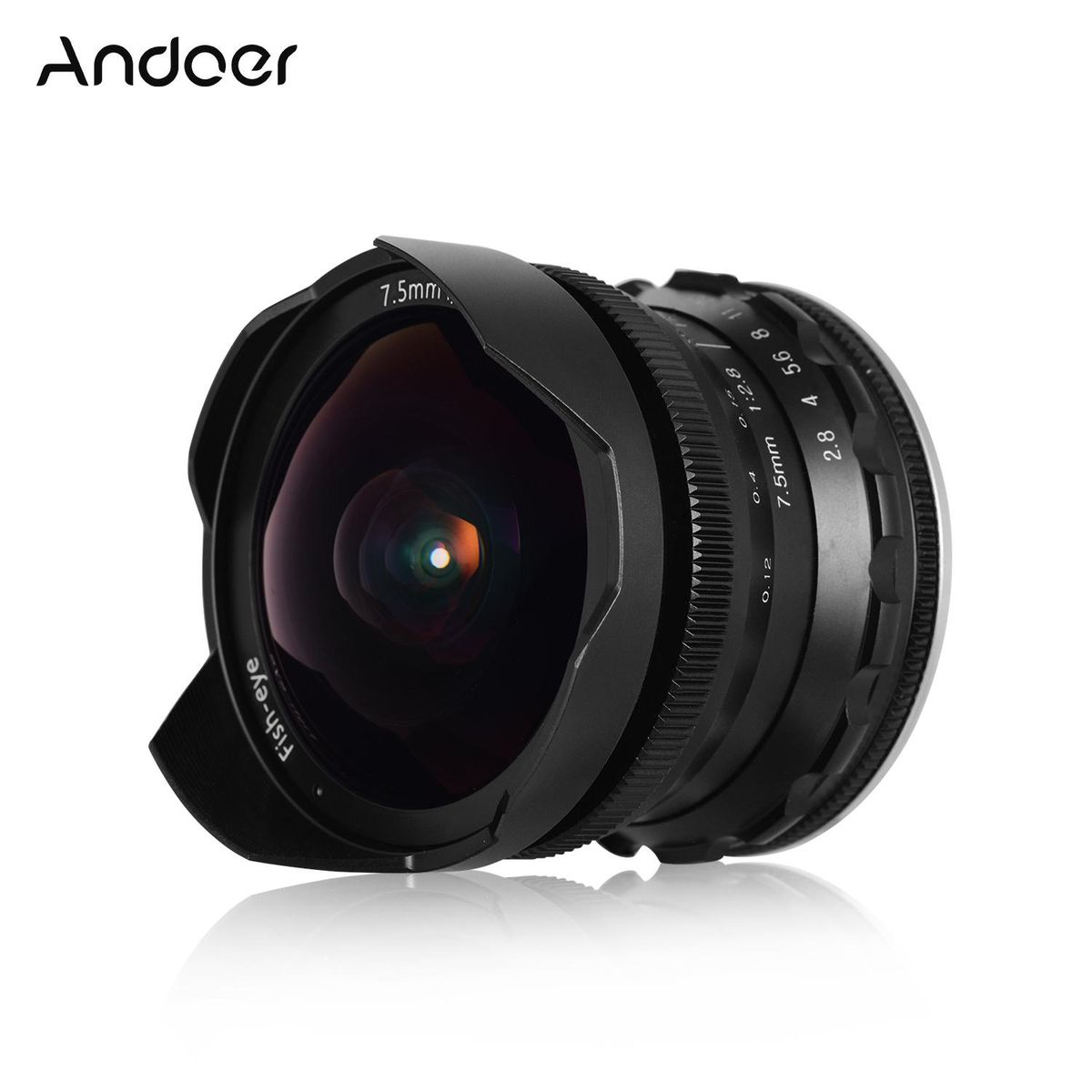 Andoer 7.5mm F2.8 Manual Focus Fisheye Lens 180° Ultra Wide Angle Large Aperture E-Mount Lens Compatible with Sony APS-C Frame ILDC Camera A6600 A6100 A6400 A6500 A6300 A6000 5100 A77II