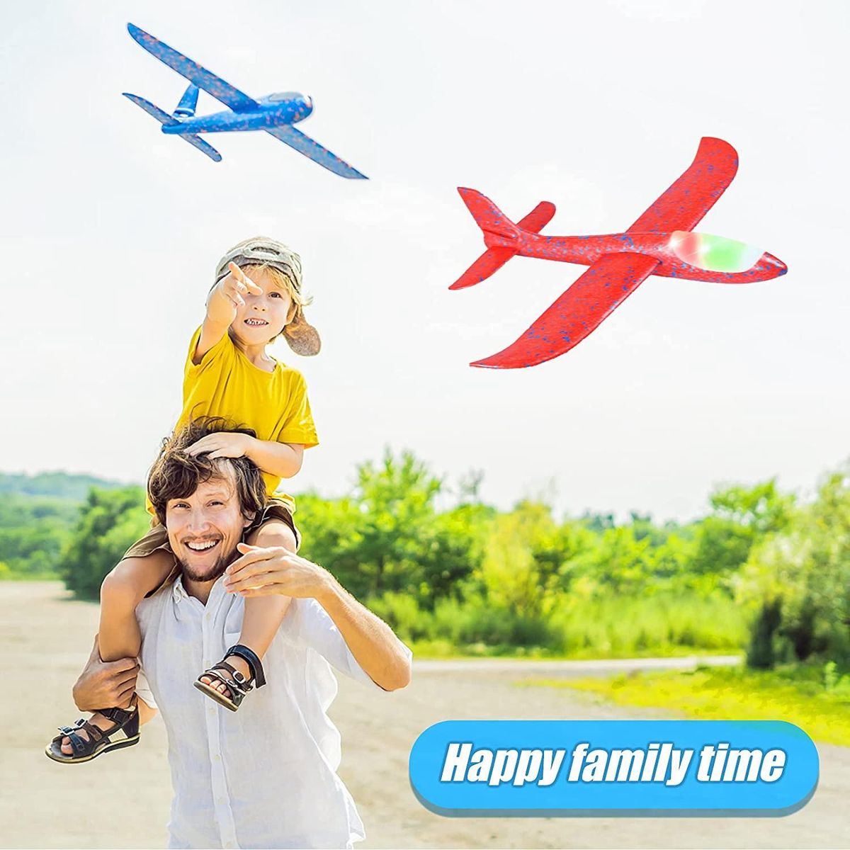 2Pack LED Light Airplane Toys Throwing Foam Plane Flashing Luminous Glider Plane Outdoor Sport Birthday Party Favors