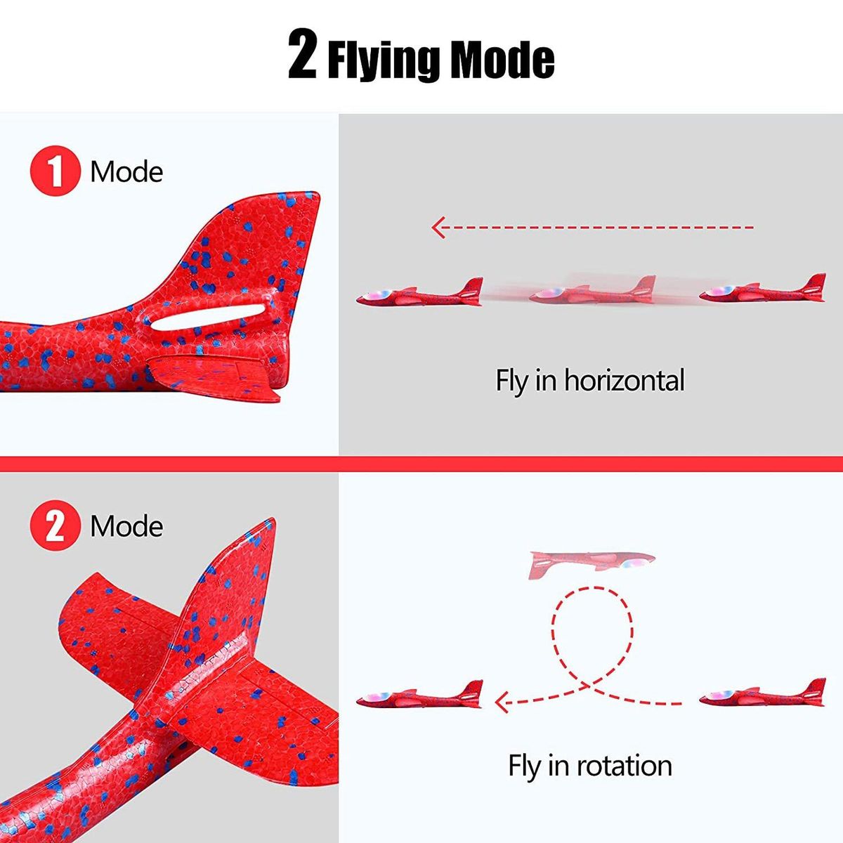 2Pack LED Light Airplane Toys Throwing Foam Plane Flashing Luminous Glider Plane Outdoor Sport Birthday Party Favors