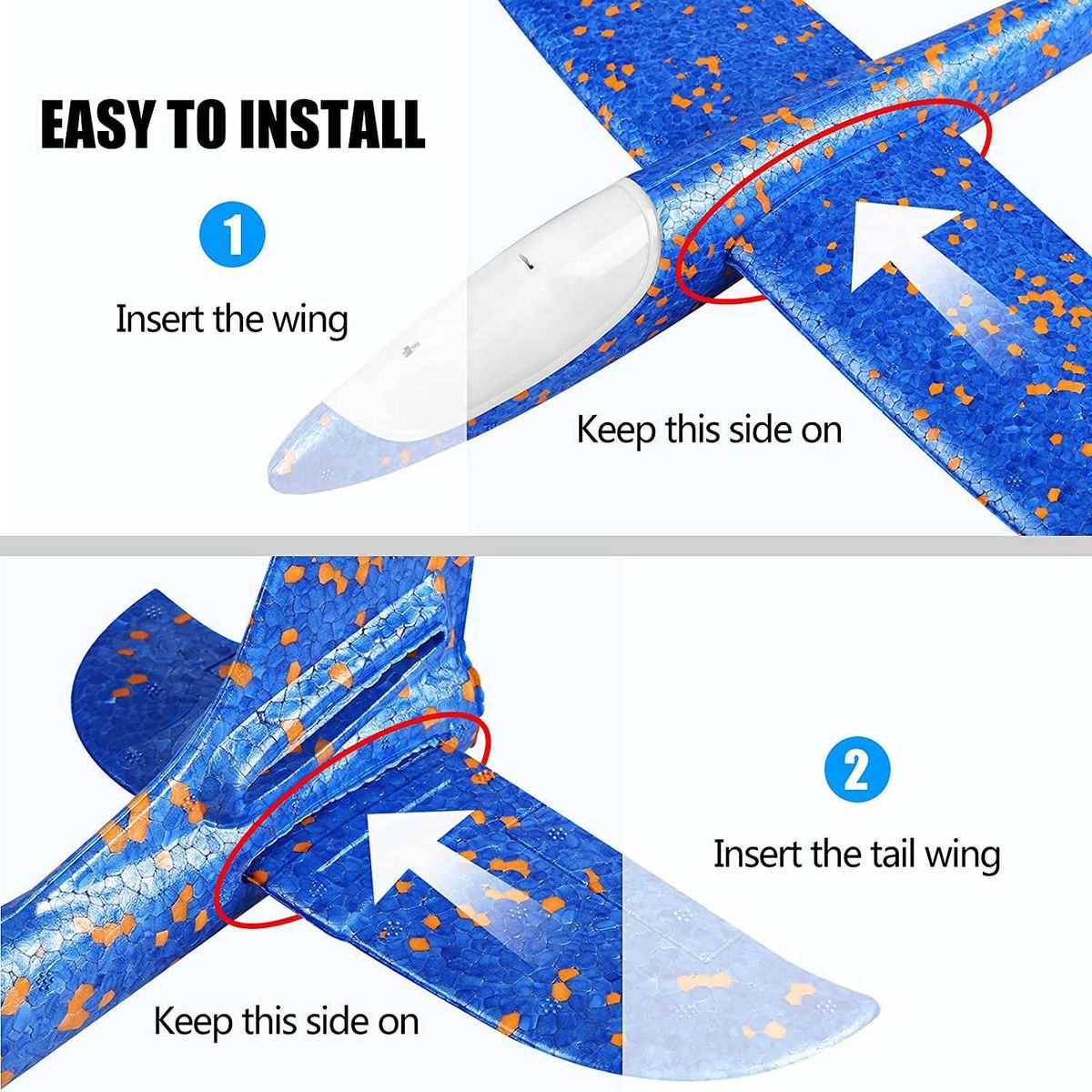 2Pack LED Light Airplane Toys Throwing Foam Plane Flashing Luminous Glider Plane Outdoor Sport Birthday Party Favors