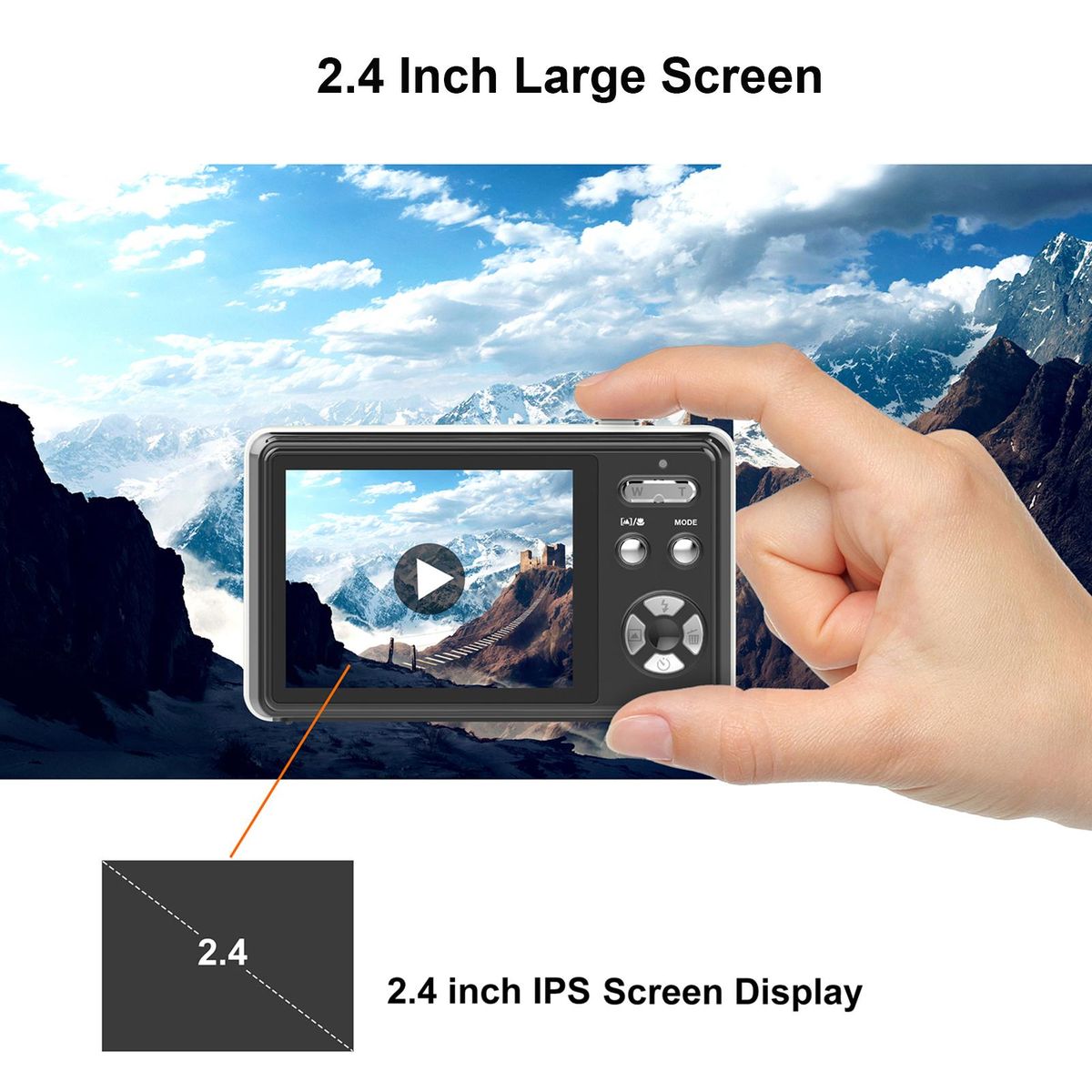 Andoer 4K Compact Digital Camera Video Camcorder 2.4 Inch IPS Screen 16X Digital Zoom Anti-shake Smile Capture Built-in Flash Battery with 32GB Memory Card Christmas Gift for Kids Teens Friends