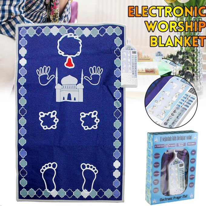 Speaker Talking Prayer Mat Blanket Mohammed Dark Blue C
