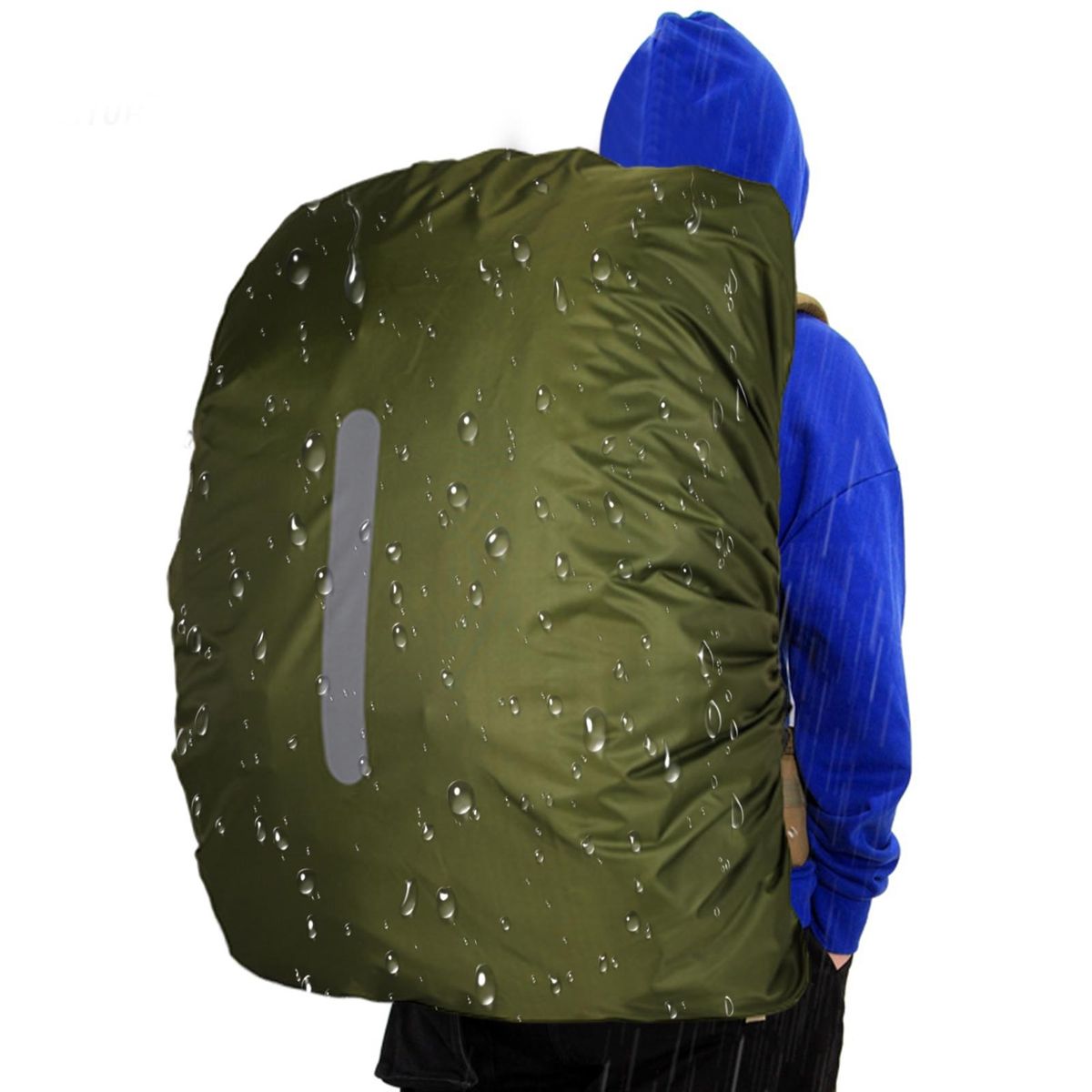 Reflective Backpack Rain Cover Rainguard Waterproof for School Army Green
