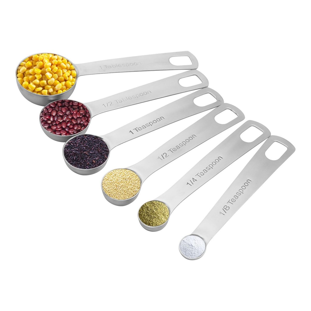 Measuring Spoons Set 6 Pcs Stainless Steel Metal Measuring
