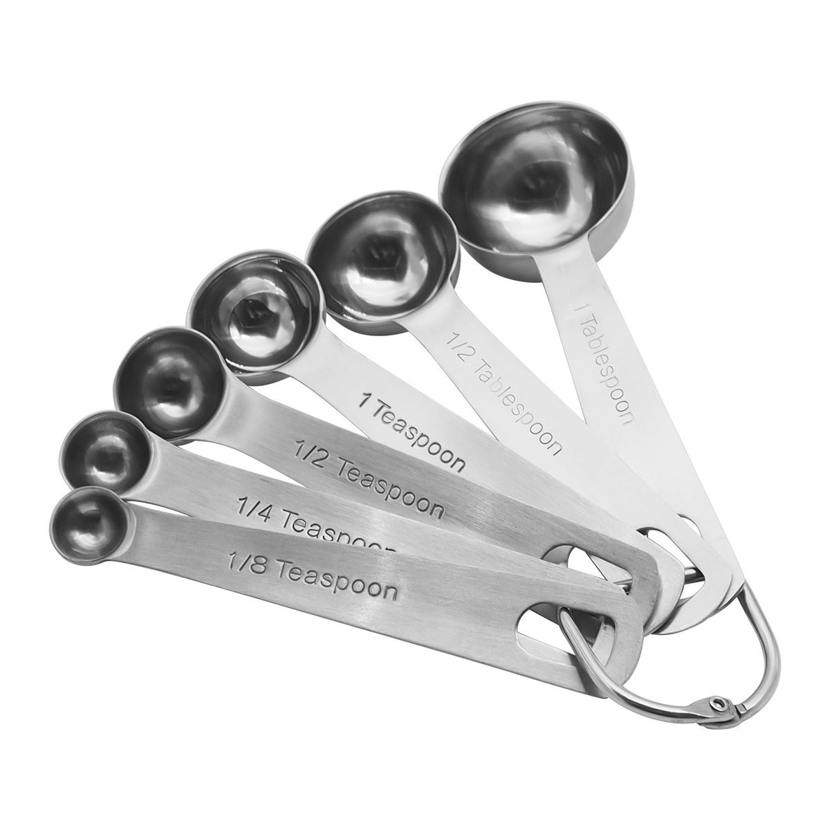 Measuring Spoons Set 6 Pcs Stainless Steel Metal Measuring