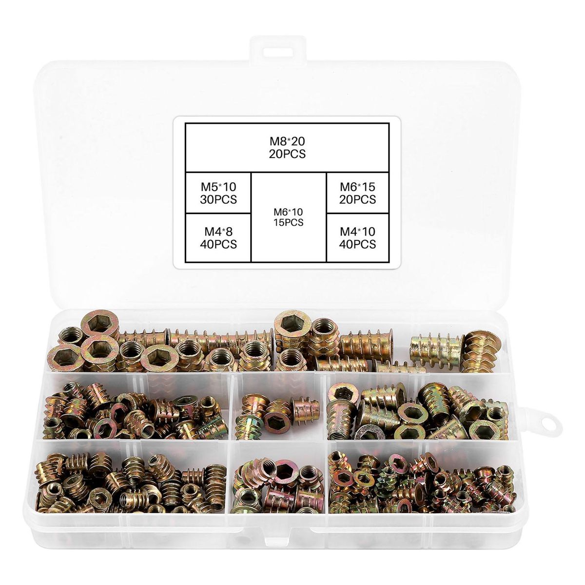 Threaded Inserts Nuts Wood Insert Assortment Tool Kit M6M8 Furniture Screw Inserts Bolt Fastener165 PCS