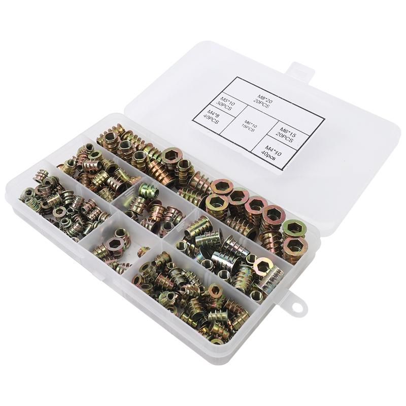 Threaded Inserts Nuts Wood Insert Assortment Tool Kit M6M8 Furniture Screw Inserts Bolt Fastener165 PCS