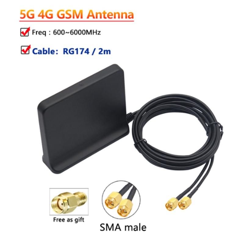 Signal Boost 5G 4G LTE 3G GSM Mimo Aerial High Gain 12Dbi 600-6000Mhz External Omni WiFi AntennaBlack SMA Male