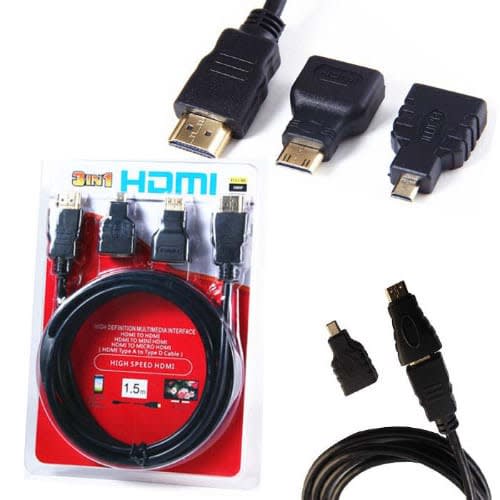 Hd 3 In 1 Hdmi To Hdmi+ Mini Hdmi+ Micro Hdmi Cable