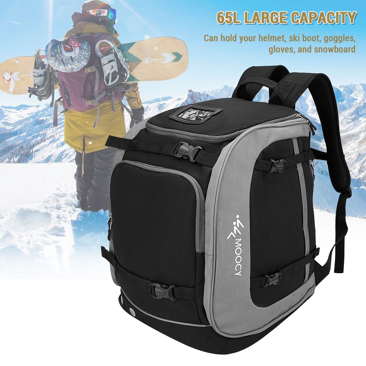 Large Capacity Ski Boot Bag 65L Ski Boot Travel Backpack