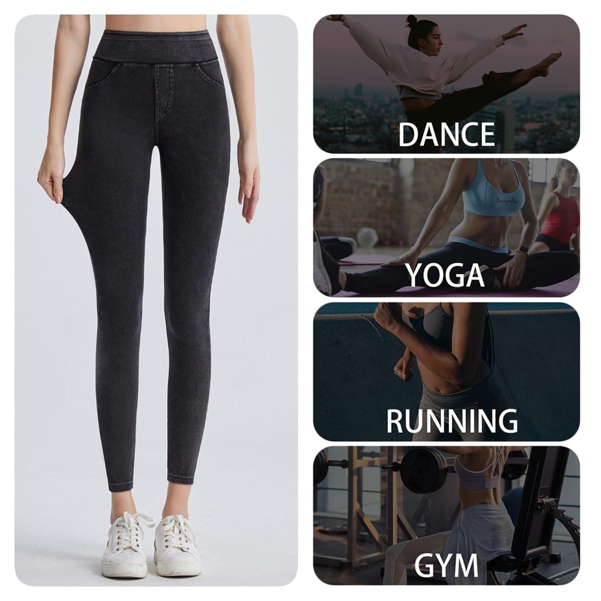 Women Stretch Legging With Pockets Slim Fit High Waisted