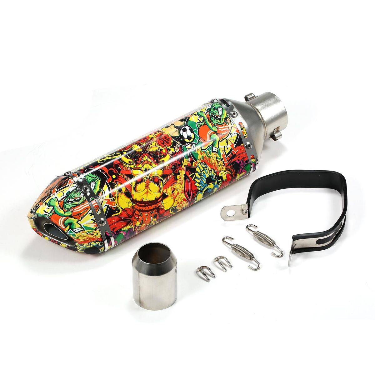 1.5-2in Inlet Motorcycle Exhaust Muffler Pipes Slip on Silencer Carbon Fashion Street Style Tail Tube High Temperature Resistant for Motorcycle ATV Dirt Bike