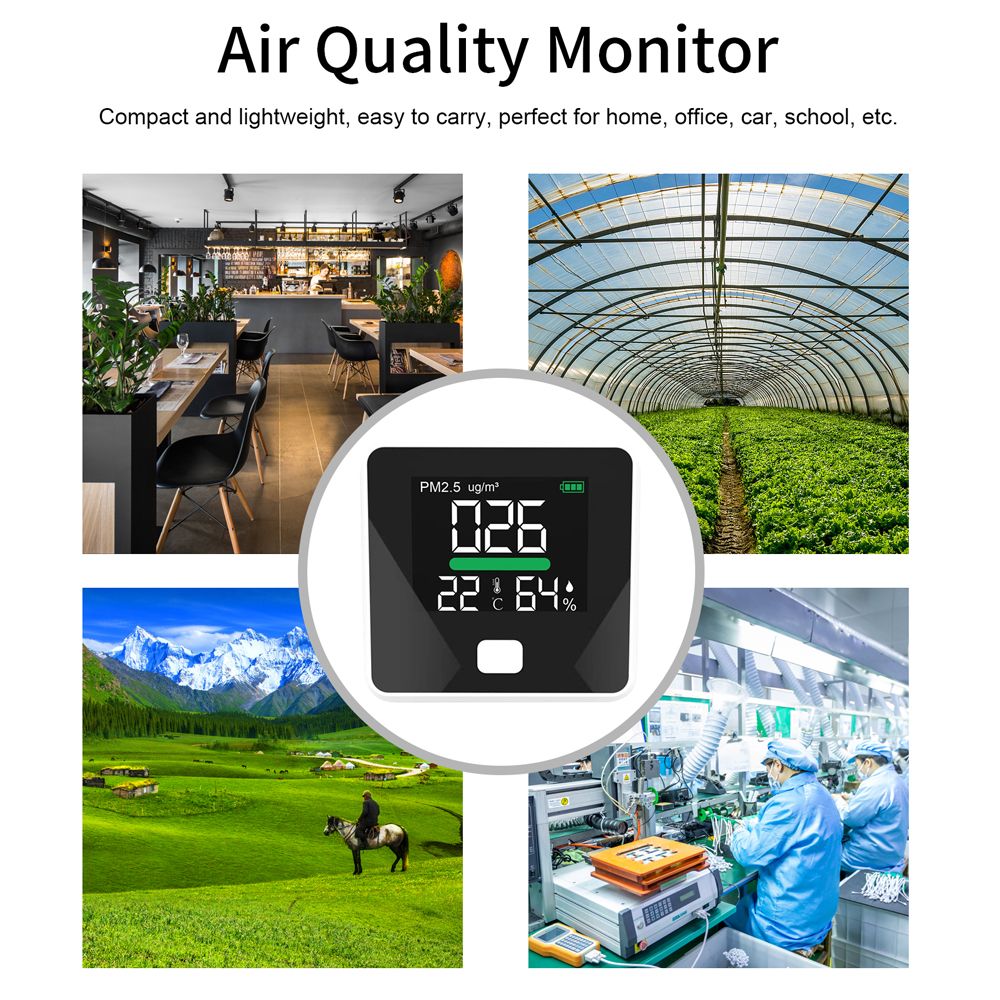 3 In 1 Air Quality Monitor Dust PM2.5 Temperature Humidity