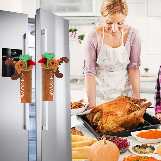 Christmas Refrigerator Door Handle Covers Kitchen Appliance