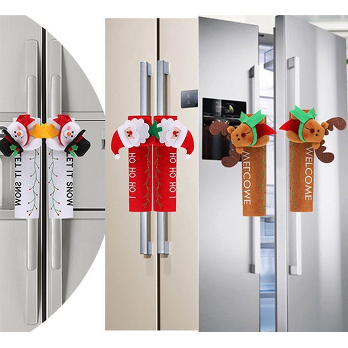 Christmas Refrigerator Door Handle Covers Kitchen Appliance