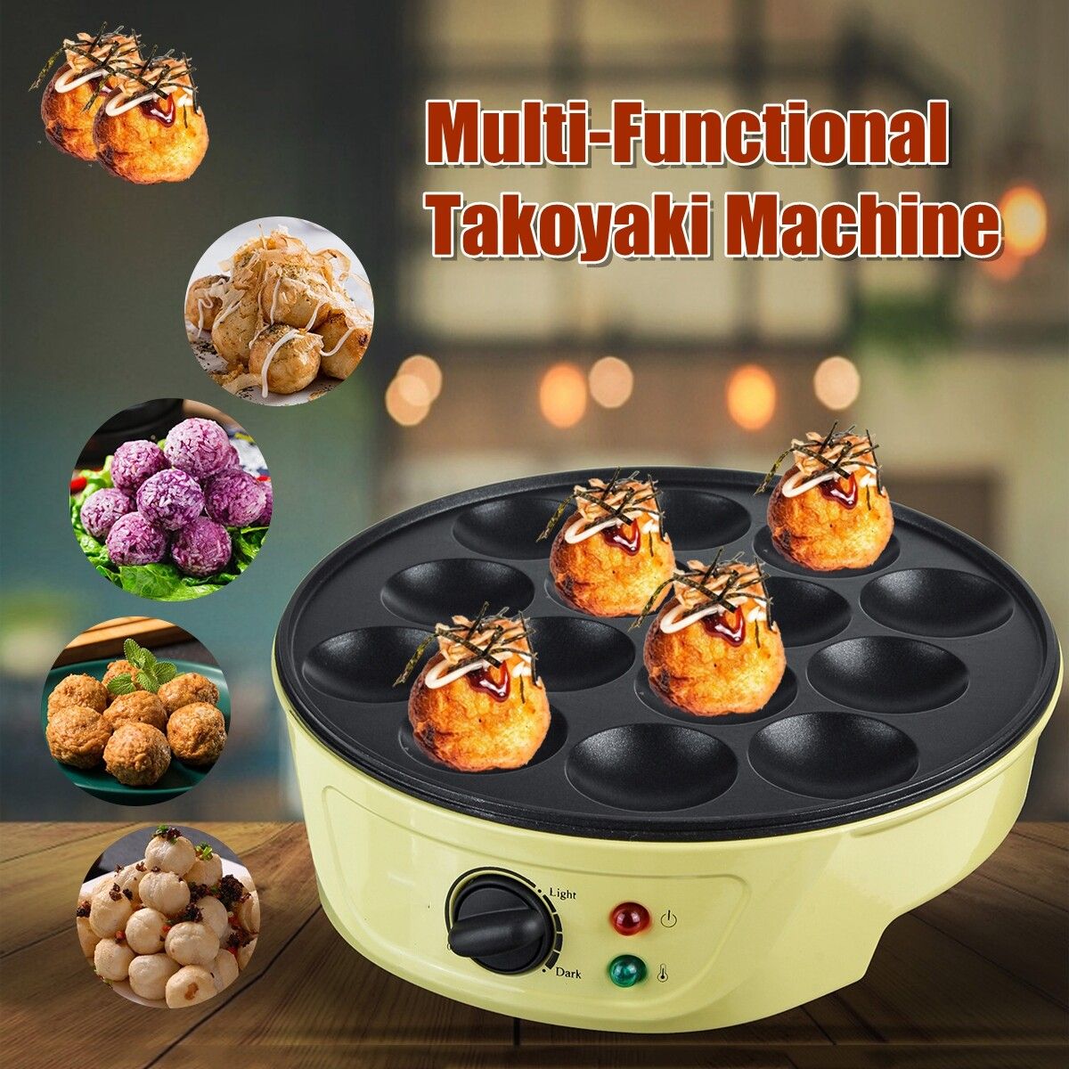 14 Holes Takoyaki Grill Pan Electric Octopus Stove Cooking Plate Shrimp Ball Takoyaki Machine Octopus Meat Ball Maker