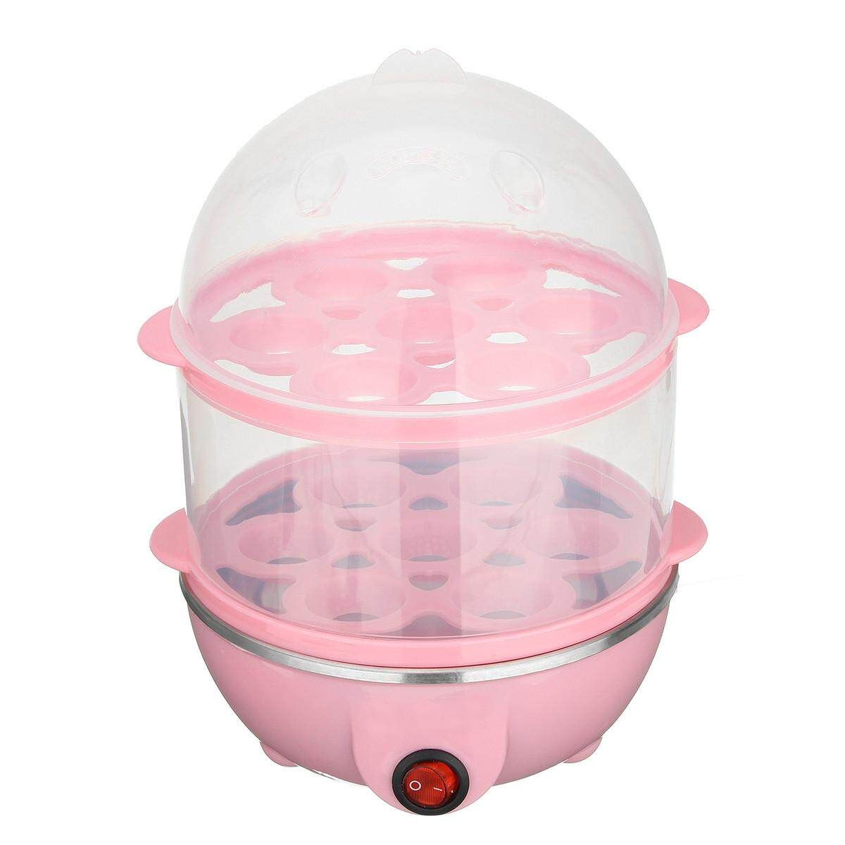 Multi-function Electric Two Layers 14 Eggs Boiler Cooker Steamer Kitchen Tools Pink Pink (pink)