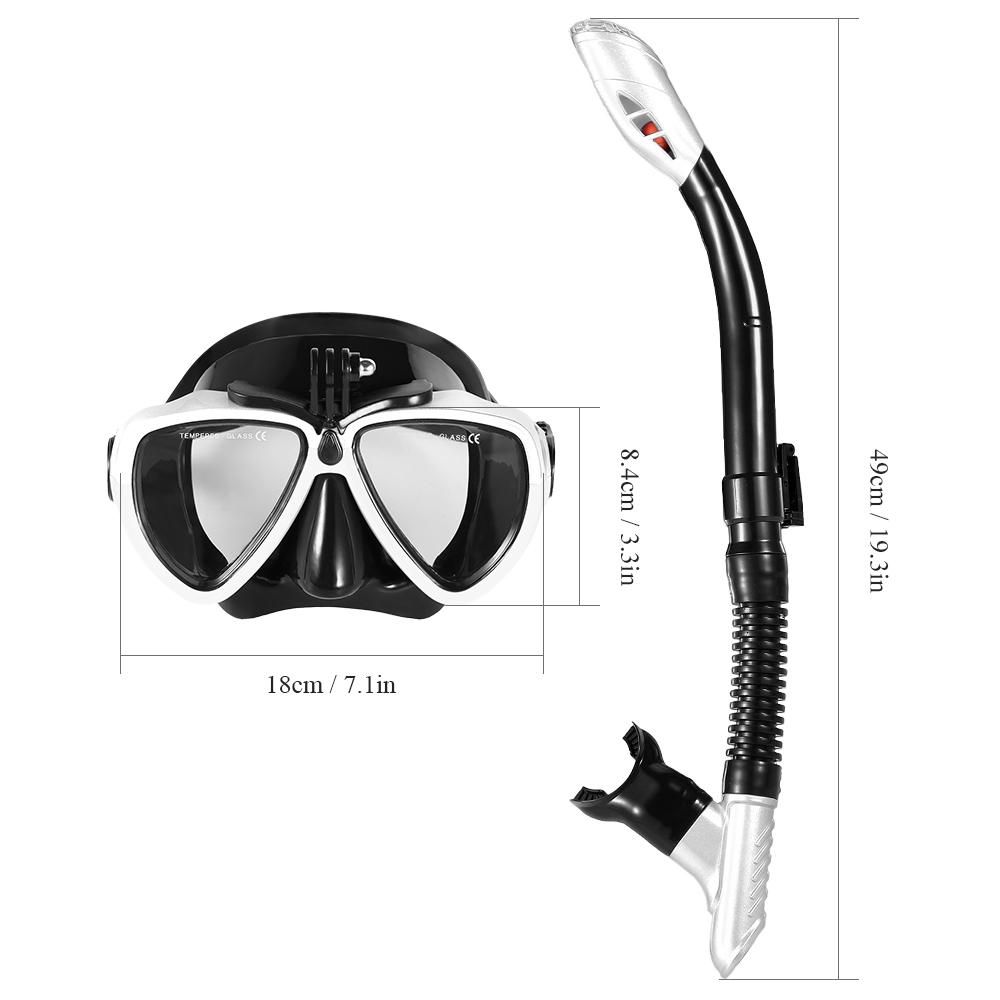 Snorkeling Mask Snorkel Set Anti-fog Swimming Diving Goggles with Dry Snorkel Tube