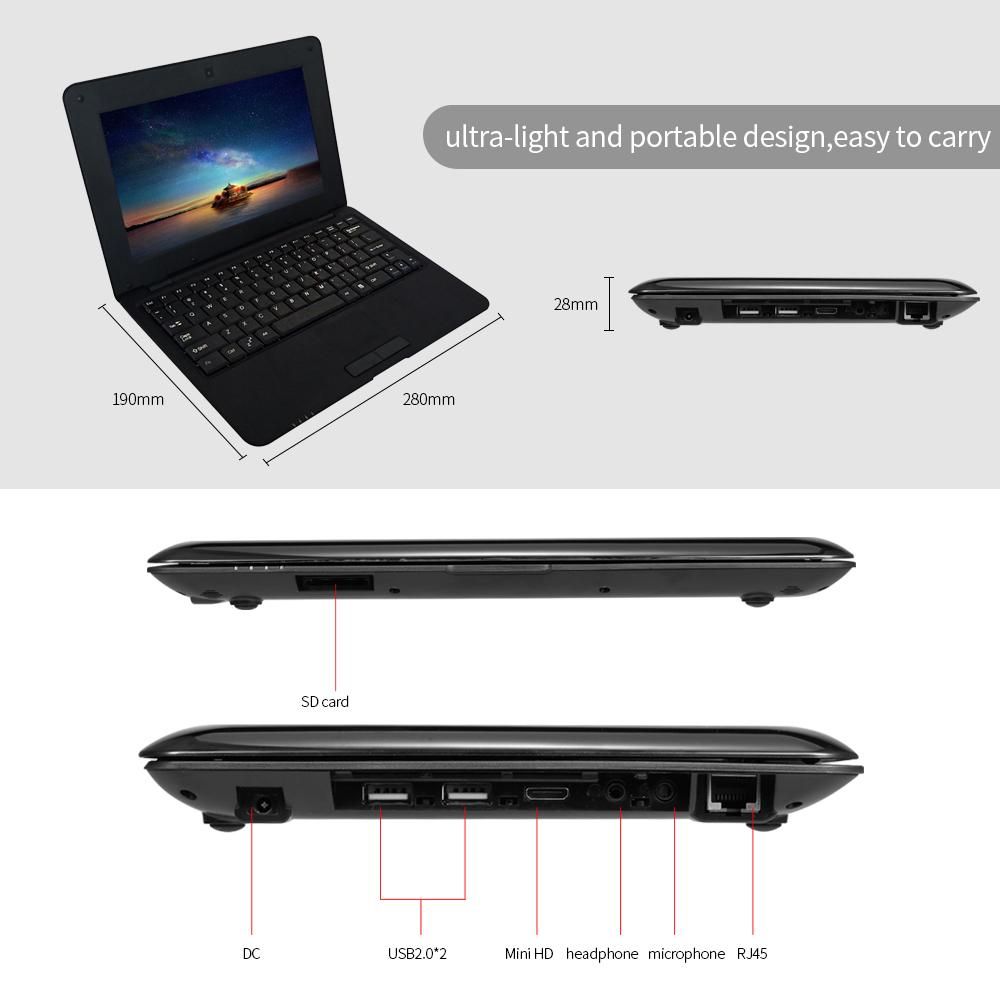 10.1inch Portable Netbook ACTIONS S500 1.5GHz ARM Cortex-A9/Android 5.1/1G+8G/1024*600 Pink EU Plug