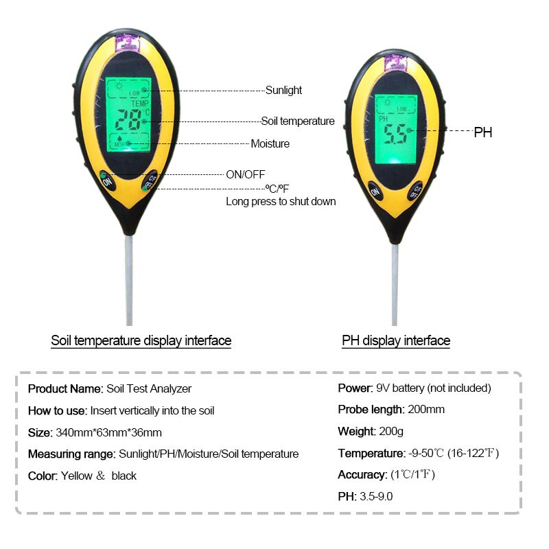 Soil Nutrient Tester LCD Soil PH Meter Moisture Meter