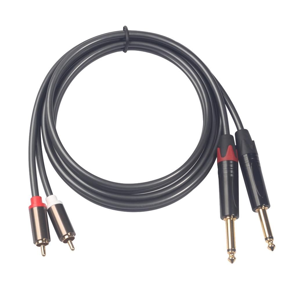 2 X 6.35mm 1/4 Inch TRS Stereo Jack Male To 2 RCA Male Audio Cables