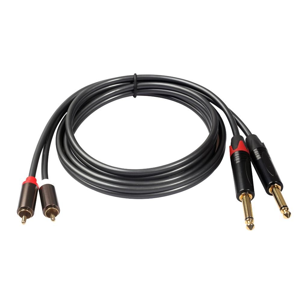 2 X 6.35mm 1/4 Inch TRS Stereo Jack Male To 2 RCA Male Audio Cables
