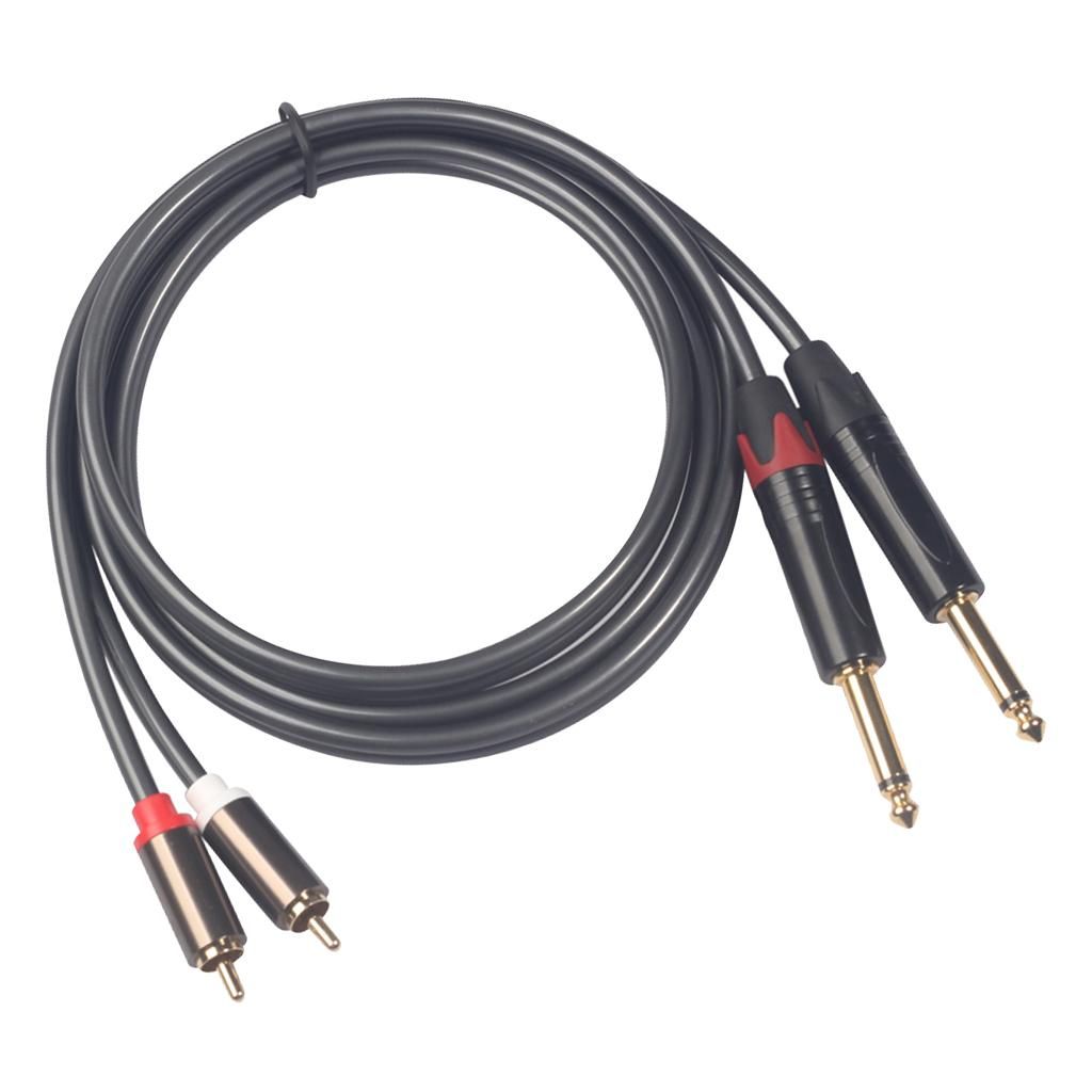 2 X 6.35mm 1/4 Inch TRS Stereo Jack Male To 2 RCA Male Audio Cables