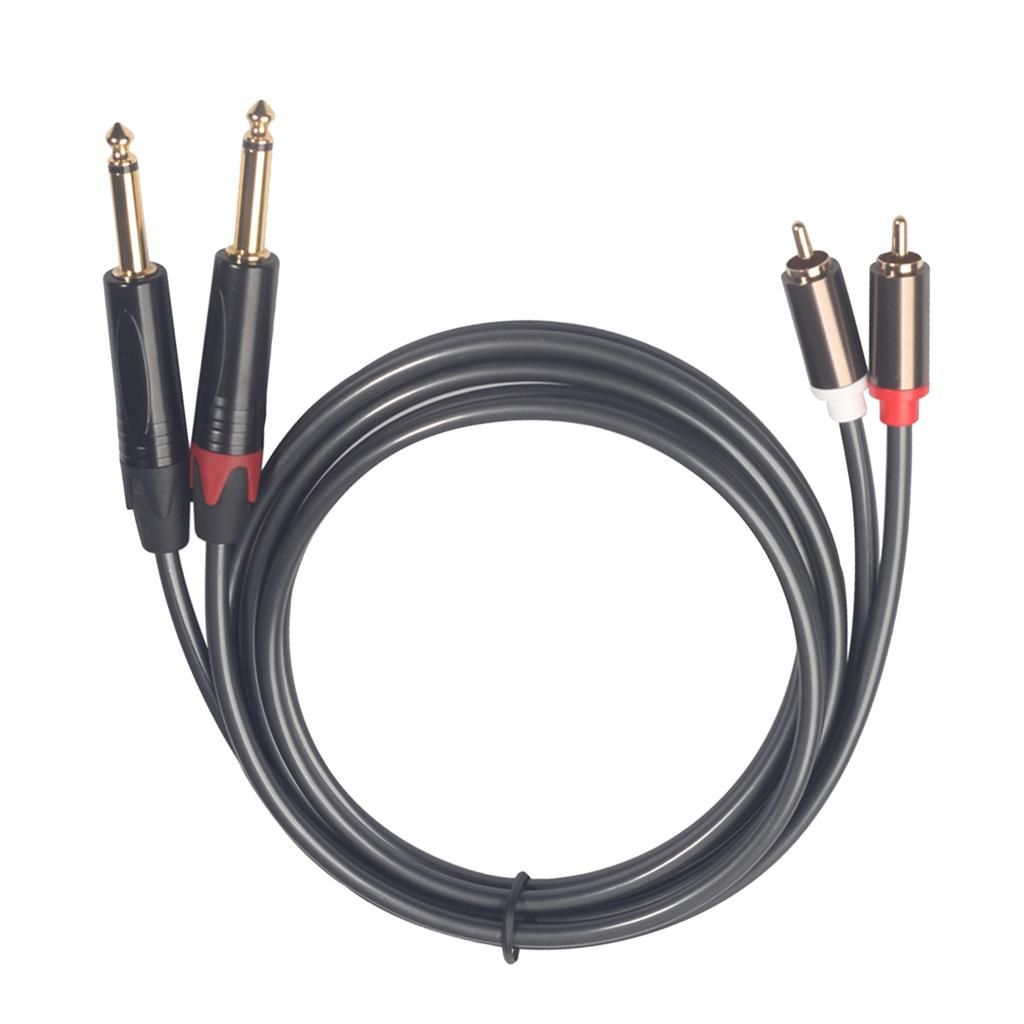 2 X 6.35mm 1/4 Inch TRS Stereo Jack Male To 2 RCA Male Audio Cables