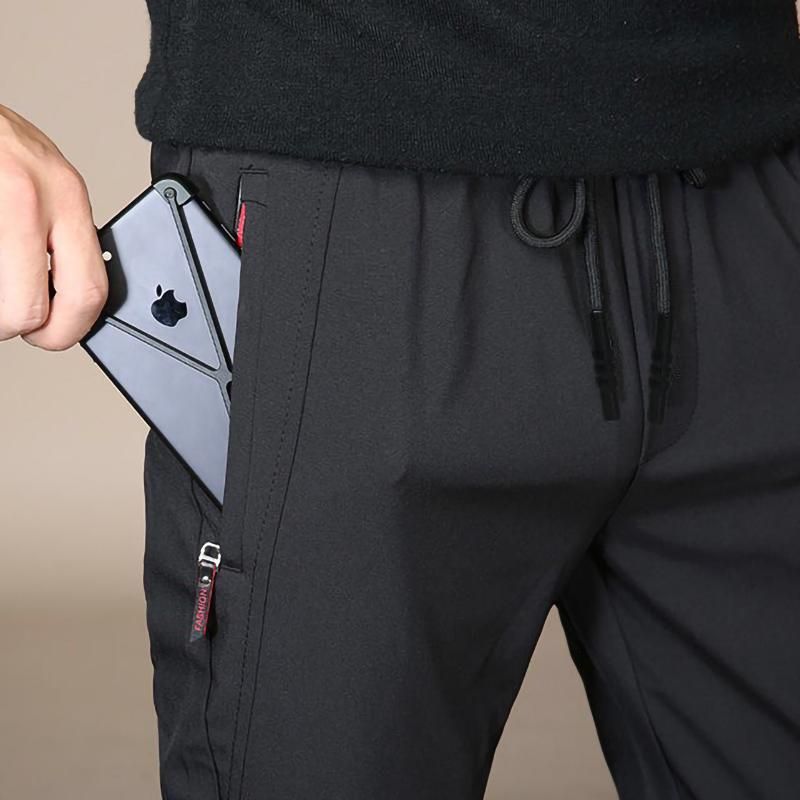 Fine summer pants with pocket and zipper for men Breathable informal sports pants for office and business
