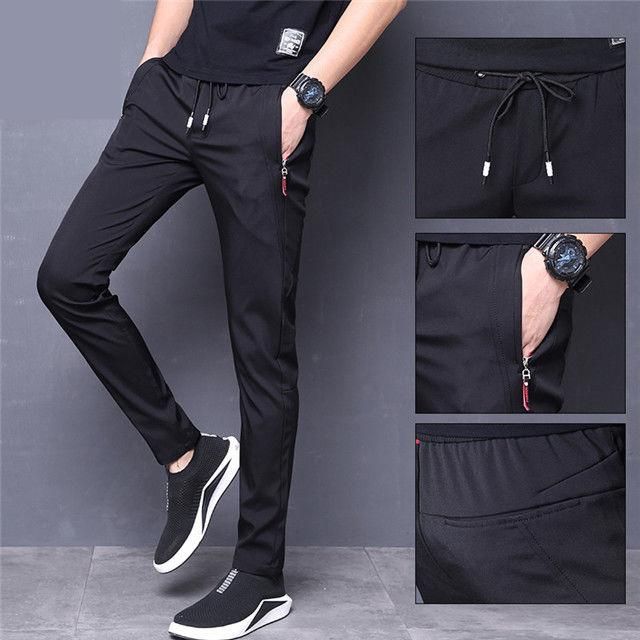 Fine summer pants with pocket and zipper for men Breathable informal sports pants for office and business