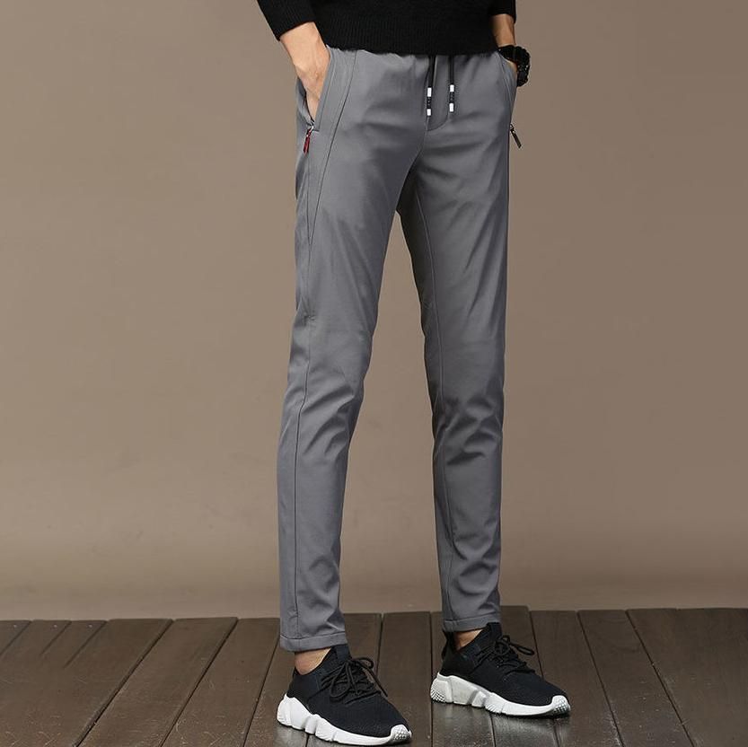 Fine summer pants with pocket and zipper for men Breathable informal sports pants for office and business